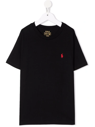 Shop Ralph Lauren Polo Pony Embroidered-logo T-shirt In Black