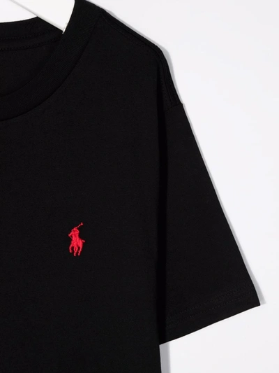 Shop Ralph Lauren Polo Pony Embroidered-logo T-shirt In Black