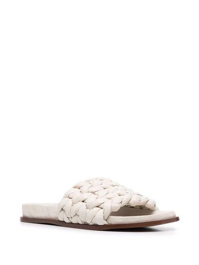 Shop Chloé Woven Flat Slides In Grey