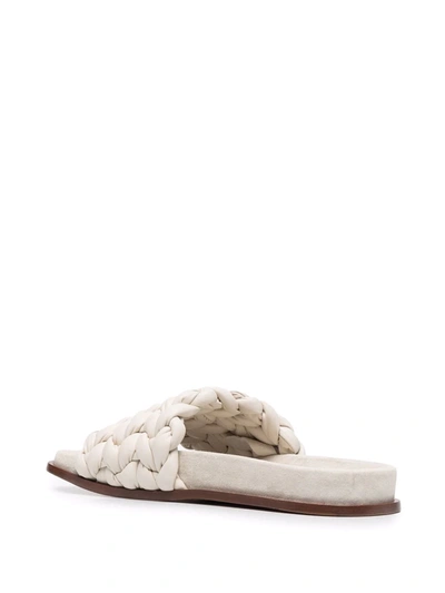 Shop Chloé Woven Flat Slides In Grey