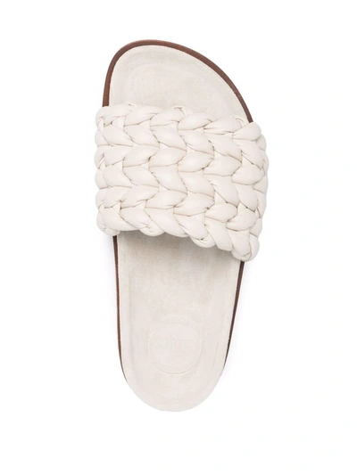 Shop Chloé Woven Flat Slides In Grey