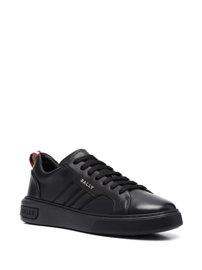 Shop Bally Leather Low-top Sneakers In Black