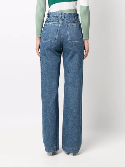 Shop Apc Seaside High-waist Flared Jeans In Blue
