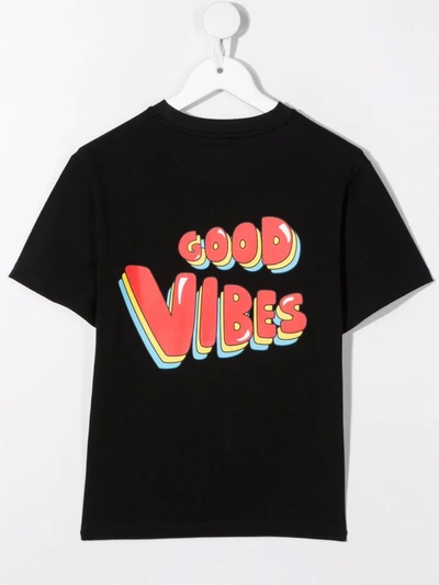 Shop Stella Mccartney Good Vibes Print T-shirt In Black