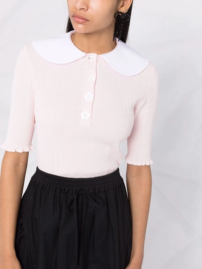 Shop Vivetta Rounded Collar Top In Pink