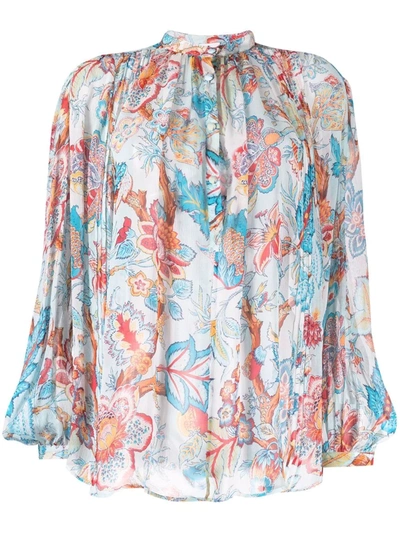 Shop Etro Paisley Printed Silk Blouse In Blue