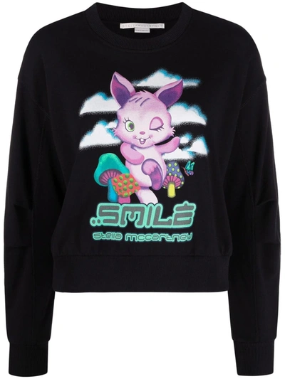 Shop Stella Mccartney Smile Bunny Graphic-print Sweatshirt In Black