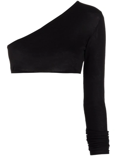 Shop Rick Owens One-sleeve Cropped Top In Black