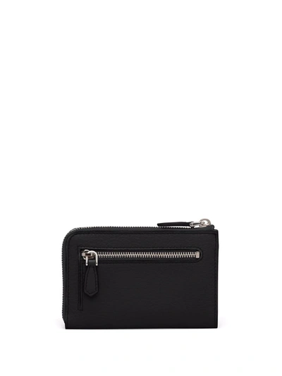 Shop Prada Leather Key Case In Black