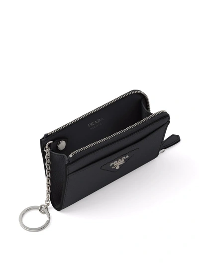 Shop Prada Leather Key Case In Black