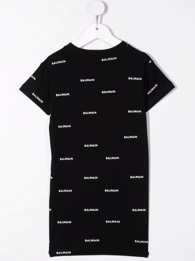 Shop Balmain Logo-print T-shirt Dress In Black