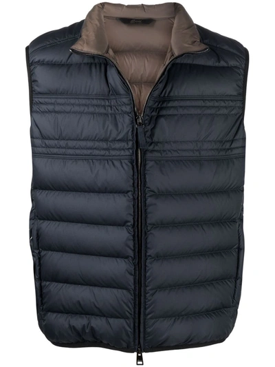 Shop Brioni Quilted-finish Down Gilet In Blue