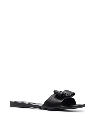 Shop Ferragamo Viva Slip-on Leather Sandals In Black