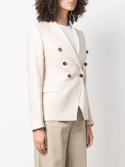 Shop Tagliatore Double-breasted Tailored Blazer In Neutrals