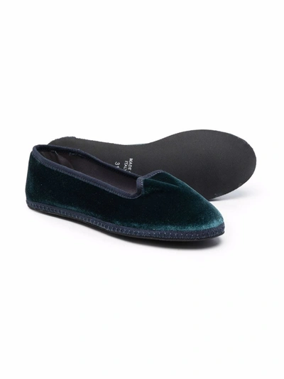 Siola Slip-on Velvet-effect Loafers In Green