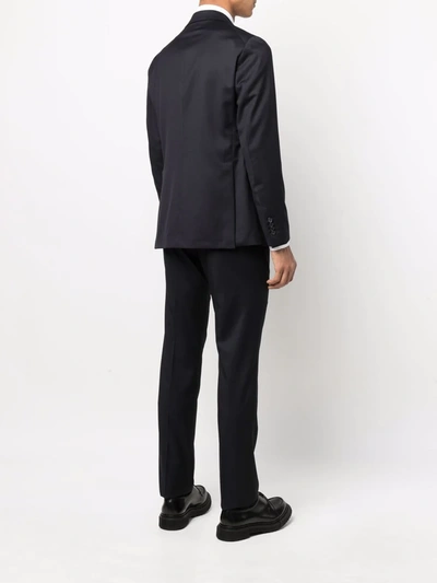 Tagliatore Tailored Blue Wool Suit With Notch Lapel In Blue