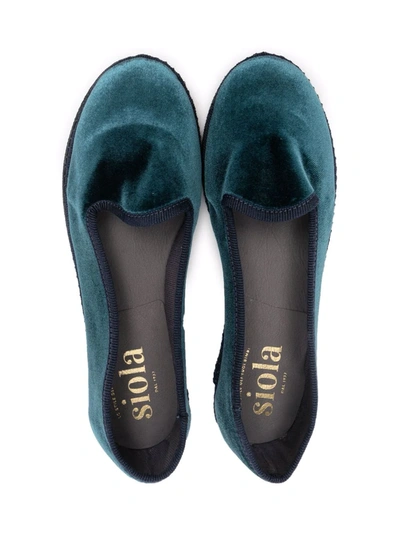 Siola Slip-on Velvet-effect Loafers In Green