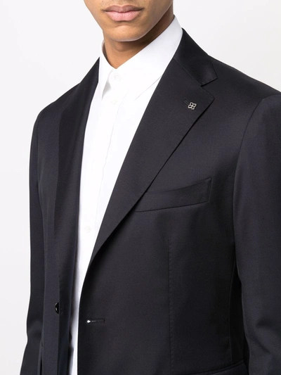 Tagliatore Tailored Blue Wool Suit With Notch Lapel In Blue