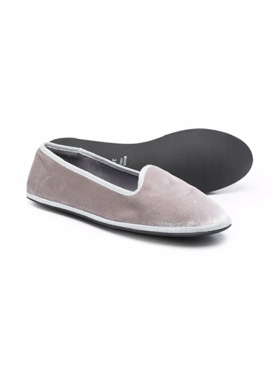 Shop Siola Teen Slip-on Velvet Loafers In Grey