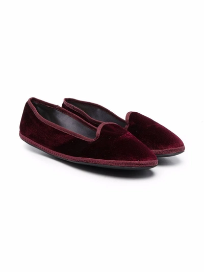Shop Siola Teen Slip-on Velvet Loafers In Red