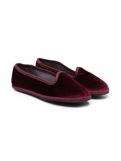 Siola Teen Velvet-effect Slip-on Loafers In Red