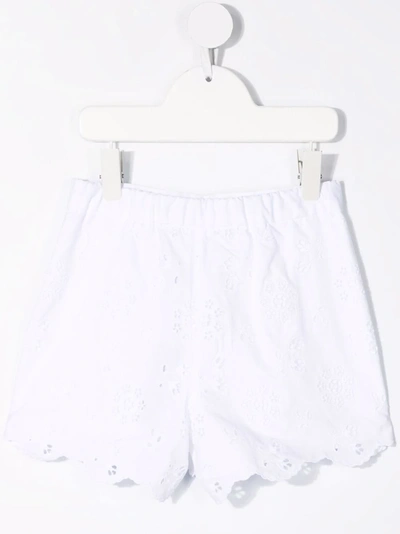 Shop Dolce & Gabbana Floral-embroidered Lace Shorts In White