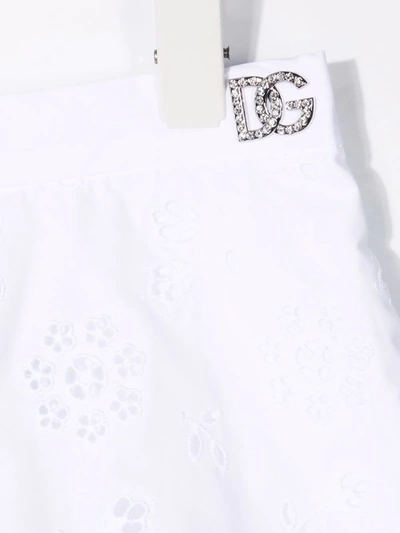 Shop Dolce & Gabbana Floral-embroidered Lace Shorts In White