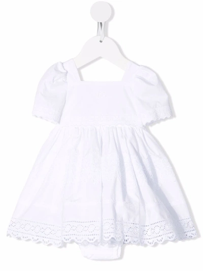 Shop Dolce & Gabbana Lace-insert Poplin Dress And Bloomers Set In White