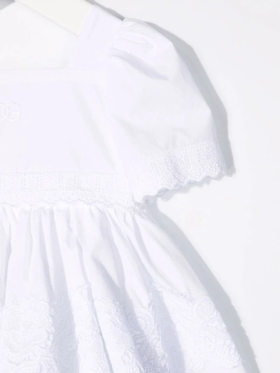 Shop Dolce & Gabbana Lace-insert Poplin Dress And Bloomers Set In White