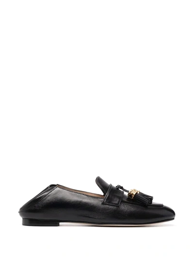 Shop Stuart Weitzman Tassel-trim Slip-on Loafers In Black