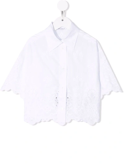 Shop Dolce & Gabbana Lace-trimmed Embroidered Shirt In White