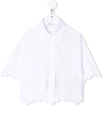 Dolce & Gabbana Lace-trimmed Embroidered Shirt In White