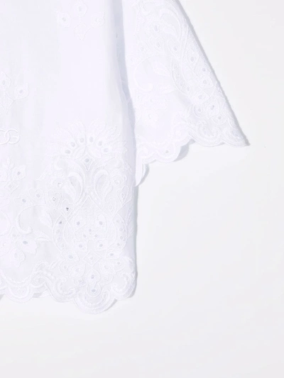 Shop Dolce & Gabbana Lace-trimmed Embroidered Shirt In White