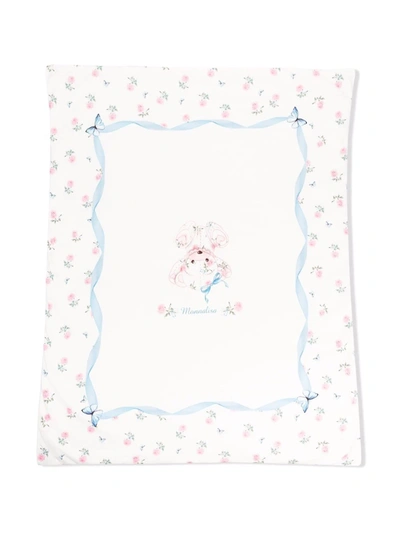 Shop Monnalisa Logo-print Floral Blanket In White