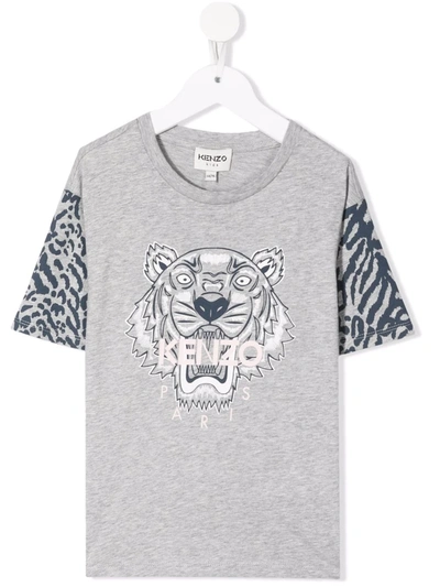 Shop Kenzo Signature Tiger-print T-shirt In Grey