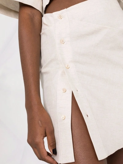 Shop Jacquemus Cut-out Detail Short-sleeve Dress In Neutrals