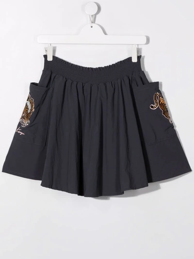 Shop Kenzo Teen Tiger-appliqué Mini Skirt In Grey