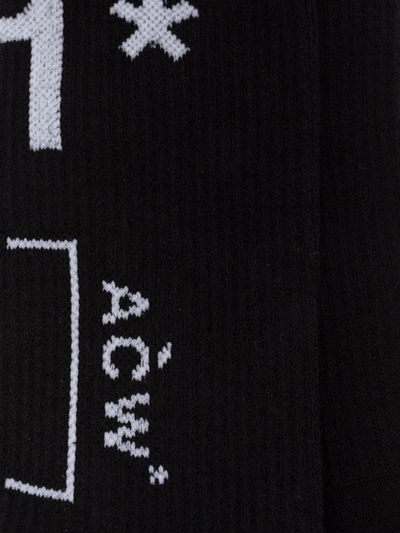 Shop A-cold-wall* Intarsia-knit Logo Socks In Black