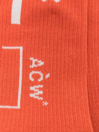 Shop A-cold-wall* Intarsia-knit Logo Socks In Orange