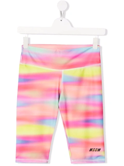 Shop Msgm Teen Tie-dye Logo-print Cycling Shorts In Pink