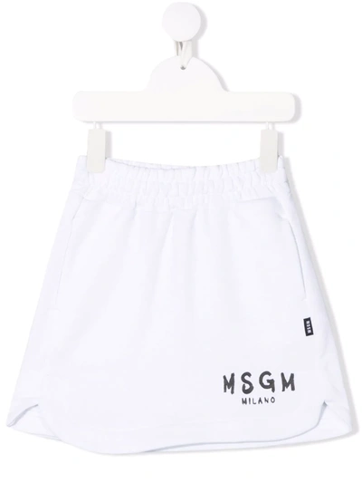 Shop Msgm Logo-print Cotton Skirt In White