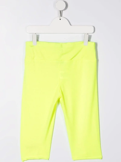Shop Msgm Teen Logo-embroidered Leggings In Yellow