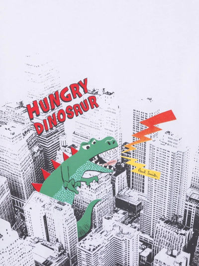 Shop Paul Smith Junior Teen Hungry Dinosaur T-shirt In White