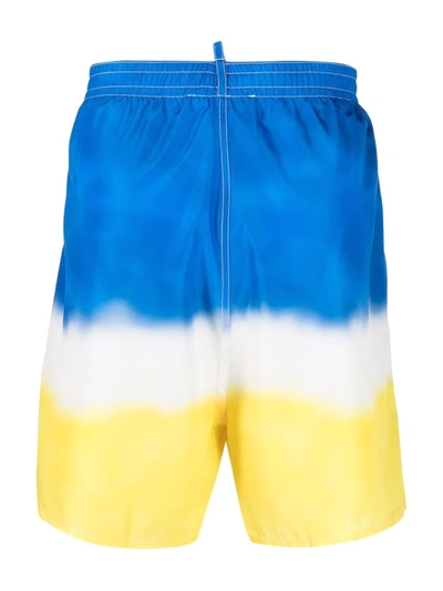 Shop Dsquared2 Spray-paint Print Swim Shorts In Blue