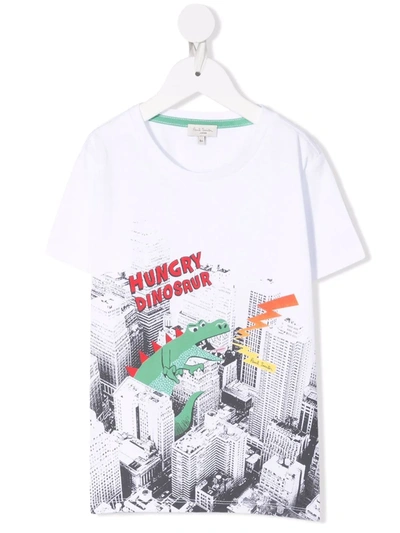 Shop Paul Smith Junior Hungry Dinosaur T-shirt In White