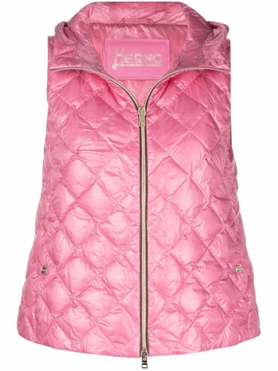 Shop Herno Sleeveless Quilted Gilet In Pink