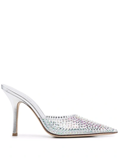 Shop Paris Texas Pointed-toe Crystal-studded Pumps In Silver