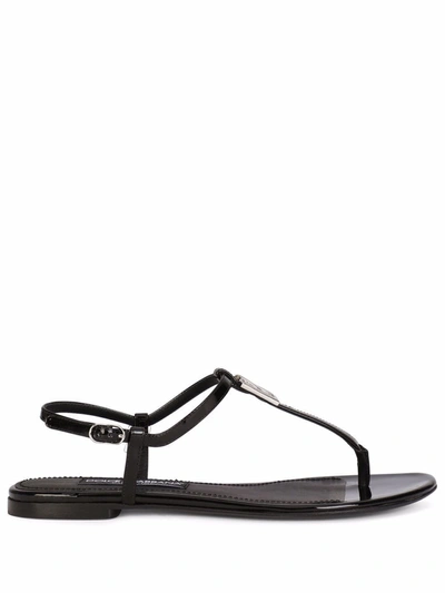 Shop Dolce & Gabbana Leather Sandals In Black