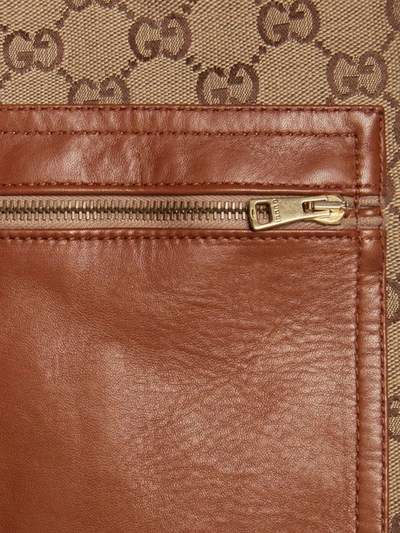 Shop Gucci Gg Supreme Leather-trim Shorts In Brown