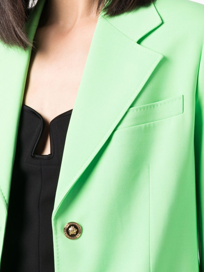 Shop Versace Medusa-button Single-breasted Blazer In Green